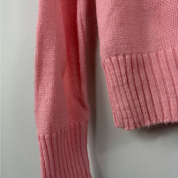 Vintage 70s Garland Size XS/S Pastel Pink Fair Isle Sweater 3 Button Neck - Picture 5 of 6